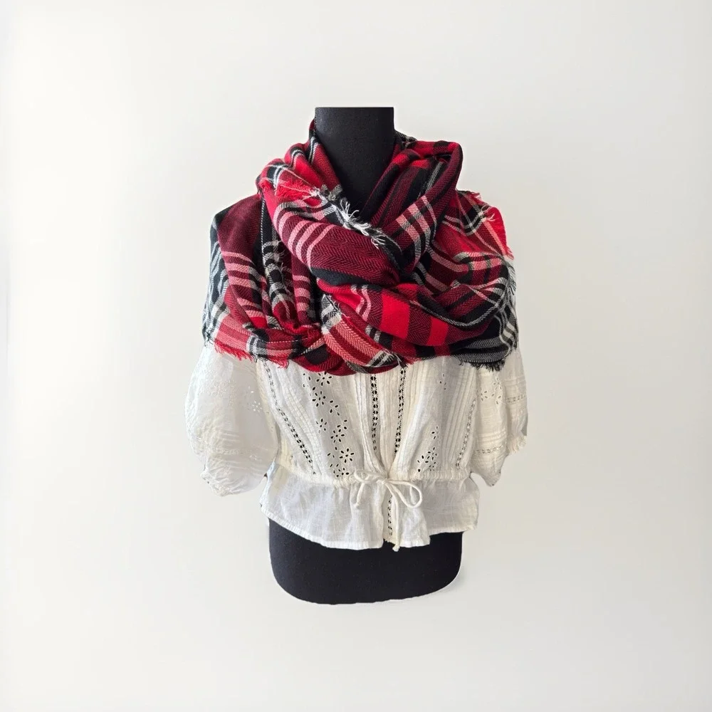 EST. 1946 Womens Scarf One Size Plaid Polyester  Viscose Christmas‎ Ready Scarf